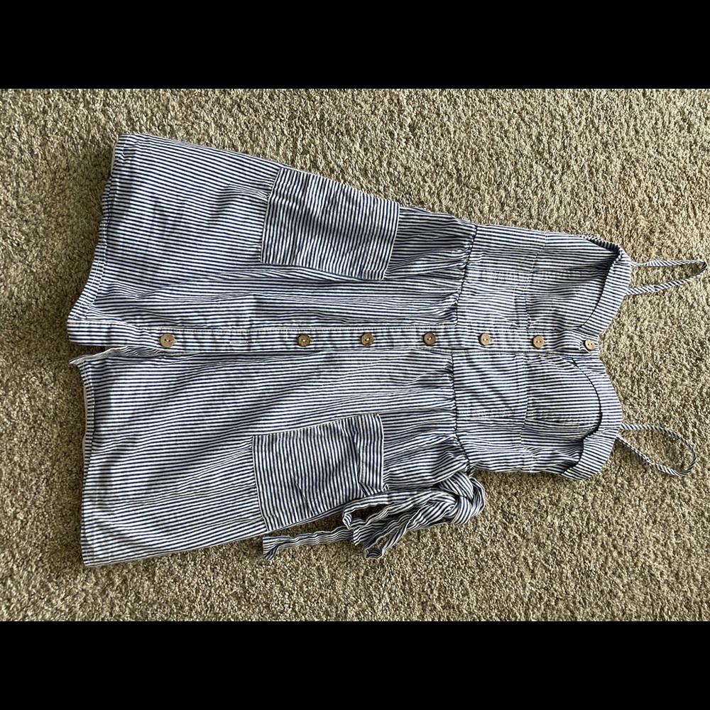 Blue and white stripped dress